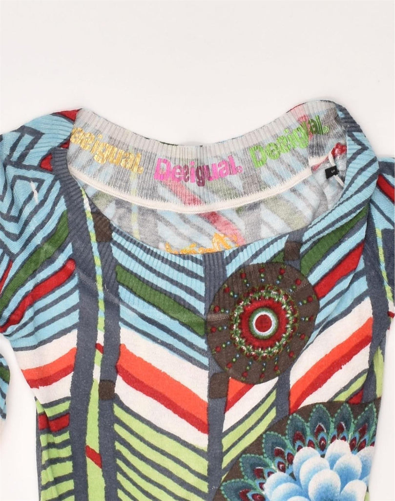 DESIGUAL Womens Boat Neck Jumper Sweater UIK 10 Small Multicoloured | Vintage Desigual | Thrift | Second-Hand Desigual | Used Clothing | Messina Hembry 