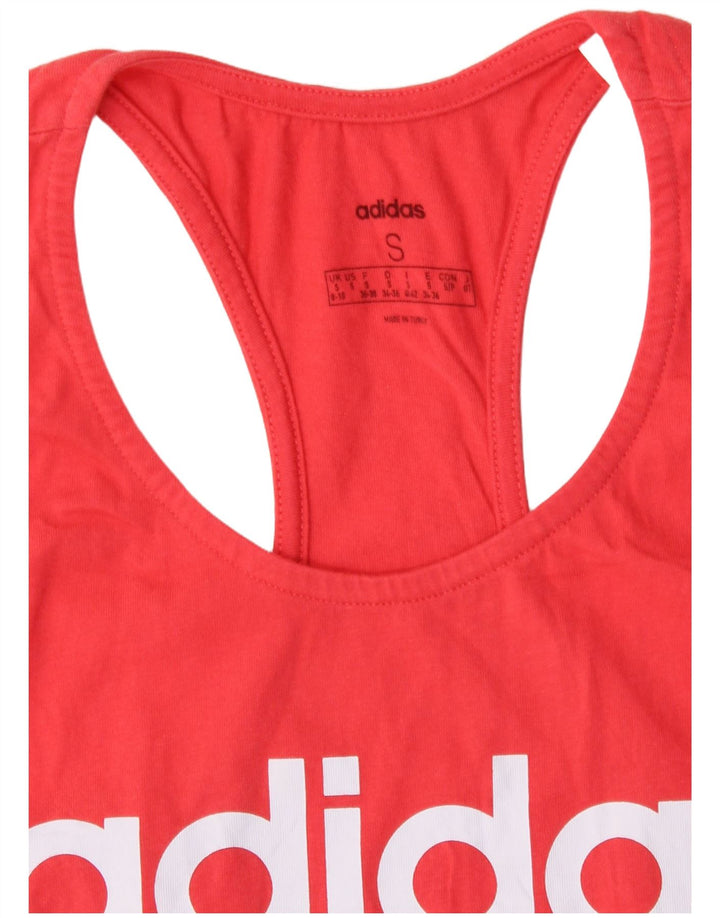 Adidas Womens Graphic Vest Top UK 8/10 Small Red Cotton