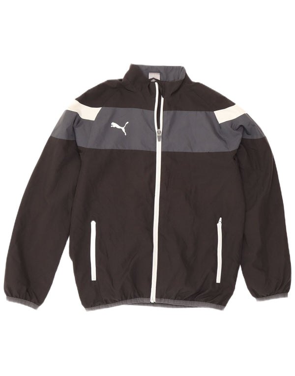 Puma Boys Tracksuit Top Jacket 11-12 Years Black Colourblock Polyester