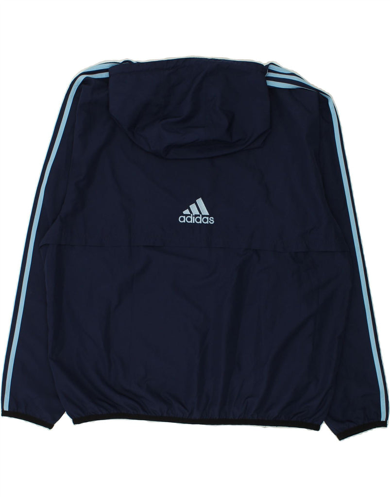 ADIDAS Mens Pullover Hooded Tracksuit Top Jacket XL Navy Blue Polyester | Vintage Adidas | Thrift | Second-Hand Adidas | Used Clothing | Messina Hembry 