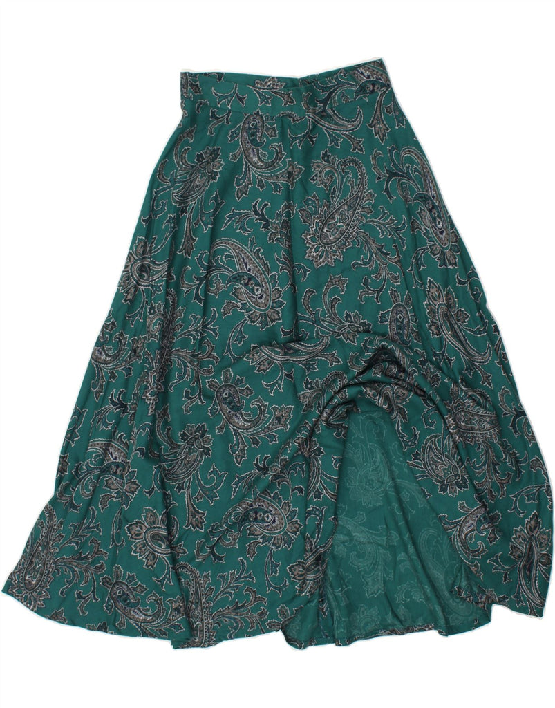 TALBOTS Womens Flared Skirt UK 6 XS W27 Green Paisley Rayon | Vintage Talbots | Thrift | Second-Hand Talbots | Used Clothing | Messina Hembry 