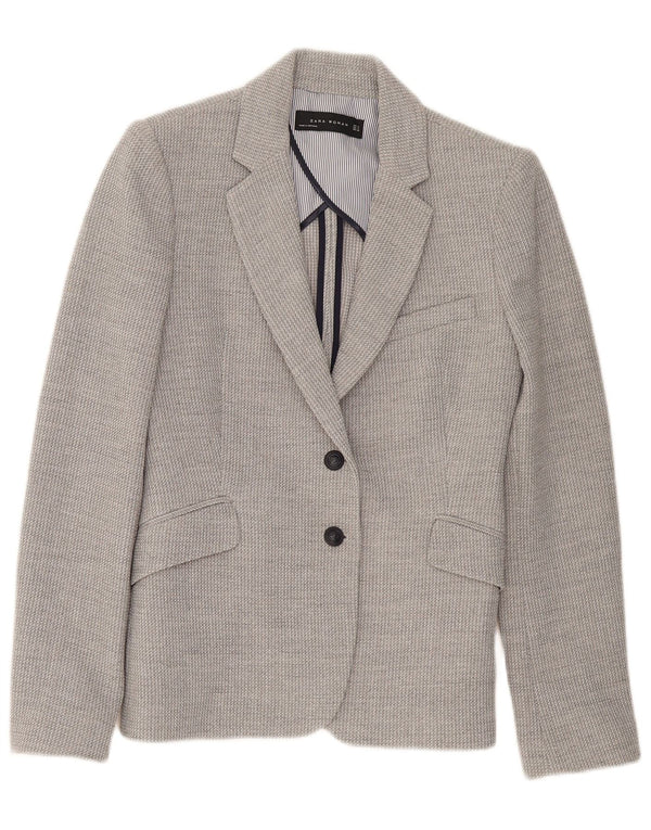 Zara Womens 2 Button Blazer Jacket UK 10 Small Grey Viscose