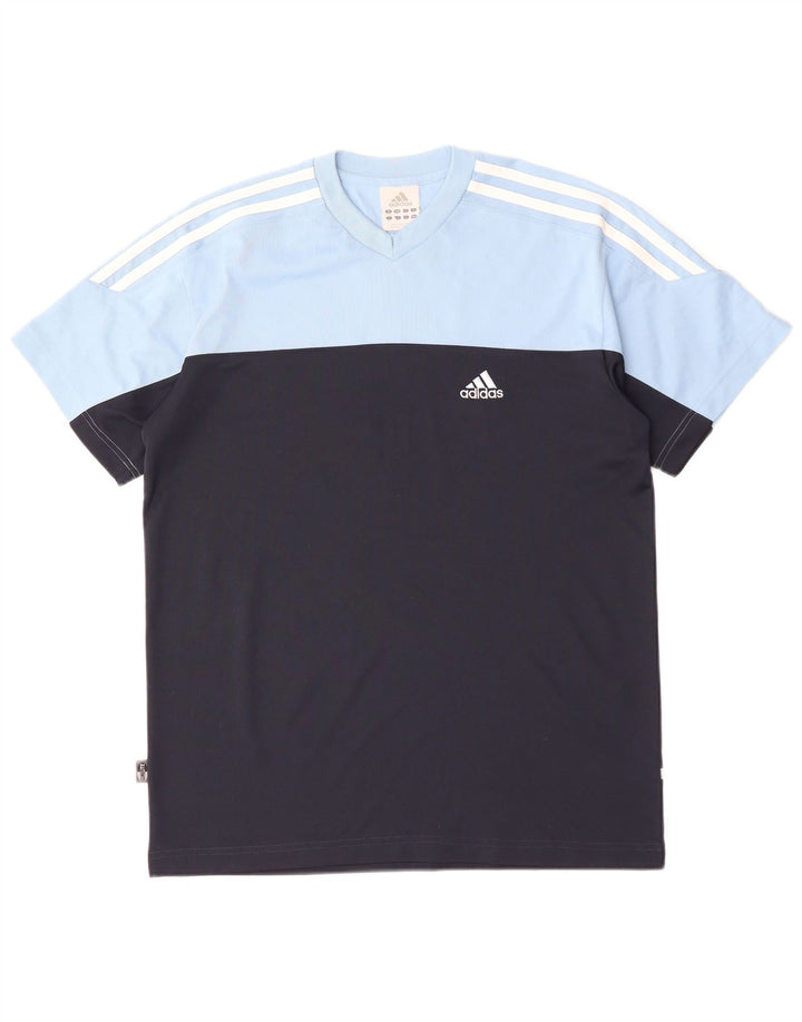 ADIDAS Mens T-Shirt Top UK 34/36 Small Blue Colourblock Cotton