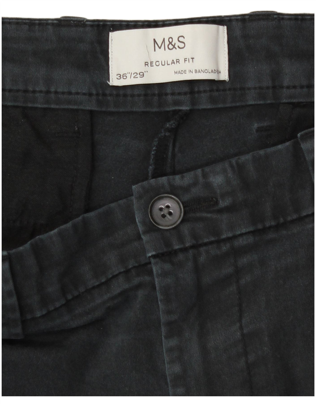 Marks & Spencer Mens Straight Regular Fit Chino Trousers W36 L29 Grey