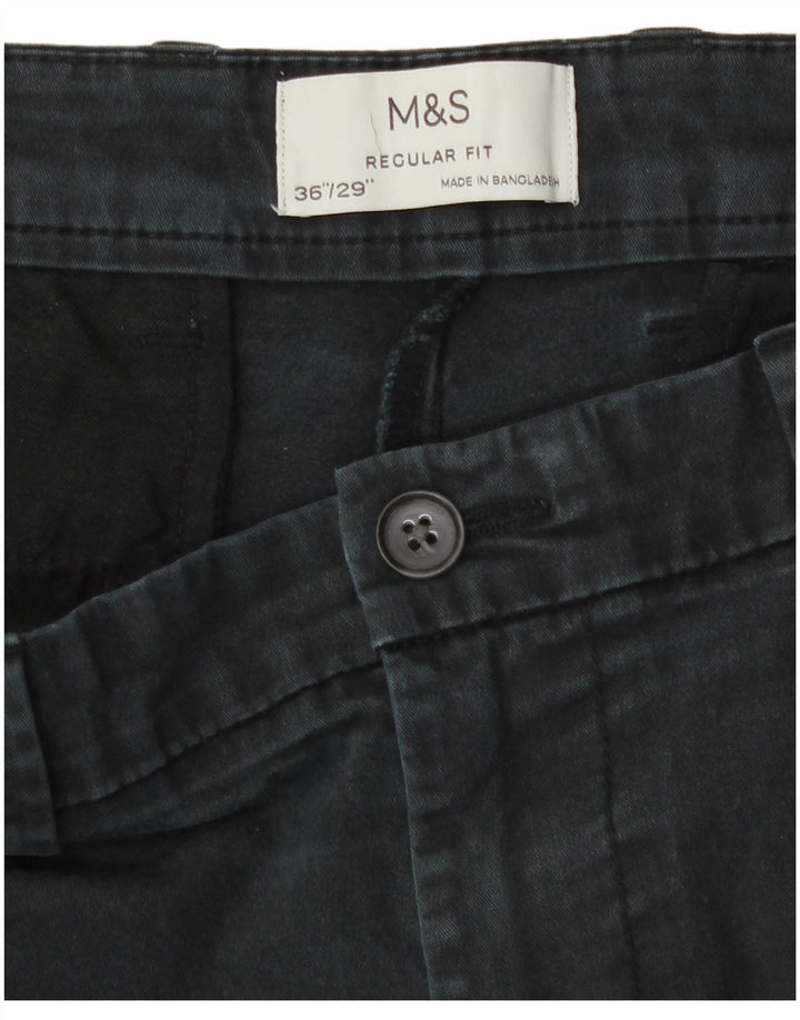Marks & Spencer Mens Straight Regular Fit Chino Trousers W36 L29 Grey