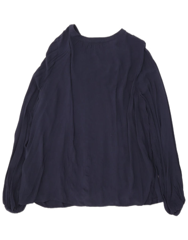 Marks & Spencer Womens Long Sleeve Blouse Top UK 18 XL Navy Blue Floral
