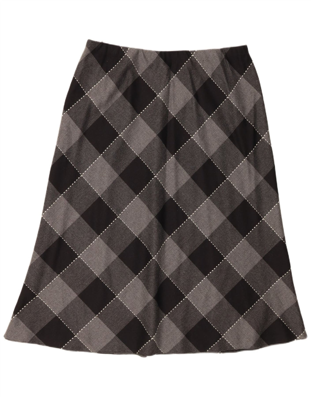 ANN HARVEY Womens A-Line Skirt UK 20 2XL W38  Grey Check Wool