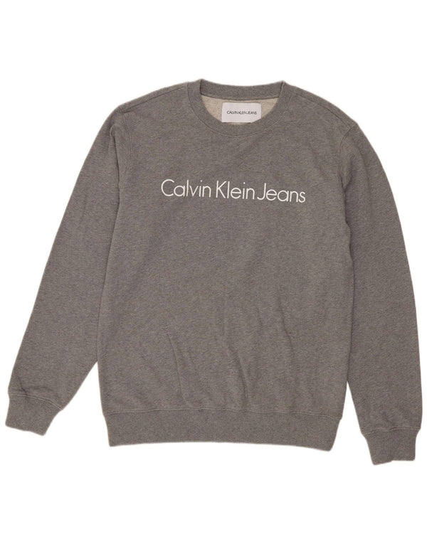 Calvin Klein Jeans Mens Graphic Sweatshirt Jumper Medium Grey Cotton