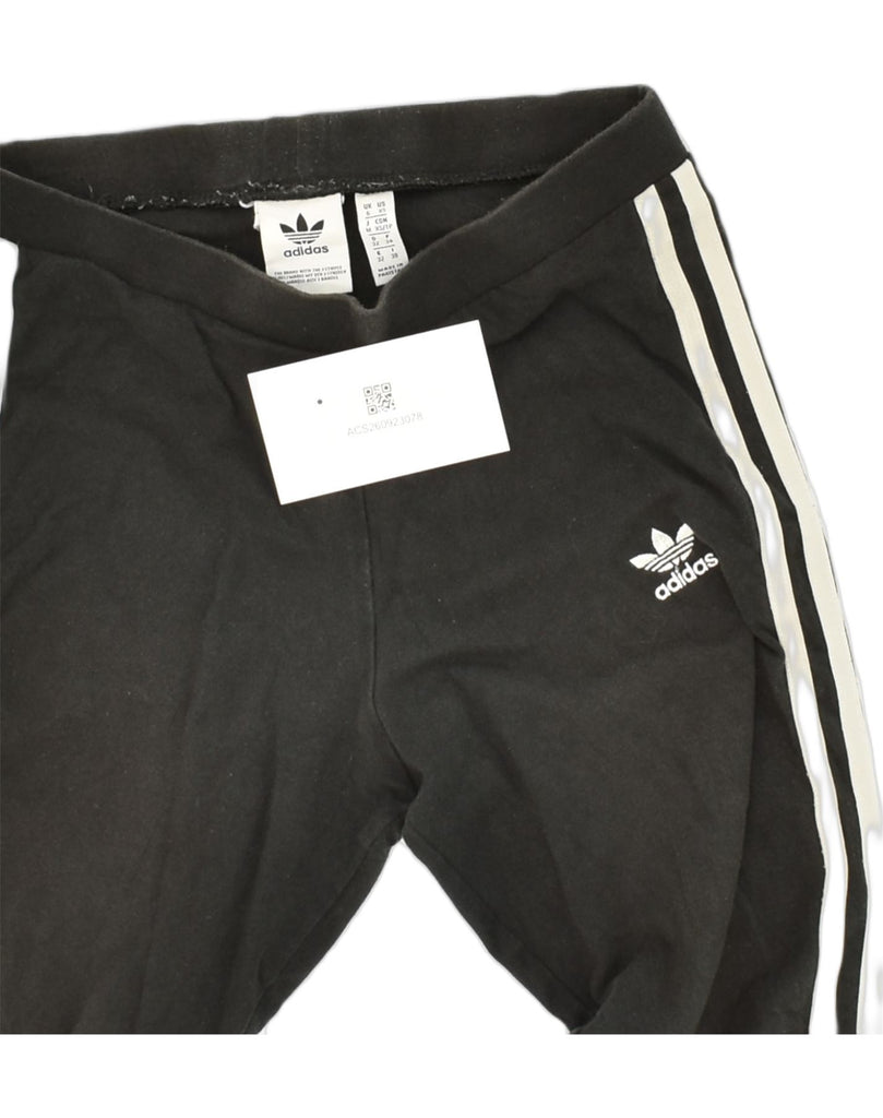 ADIDAS Womens Leggings UK 6 XS Black Cotton | Vintage Adidas | Thrift | Second-Hand Adidas | Used Clothing | Messina Hembry 