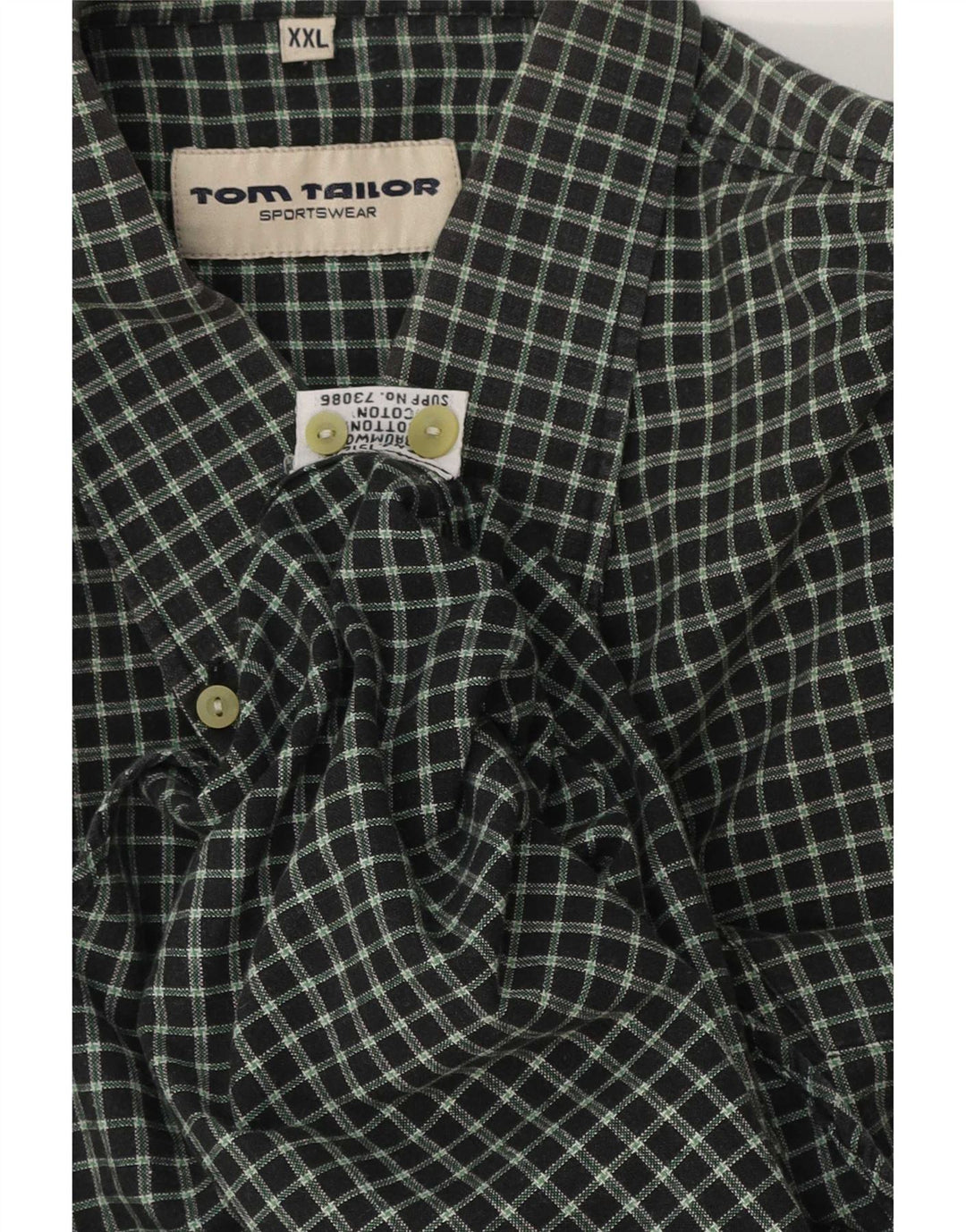 Tom Tailor Mens Shirt 2XL Green Check Cotton