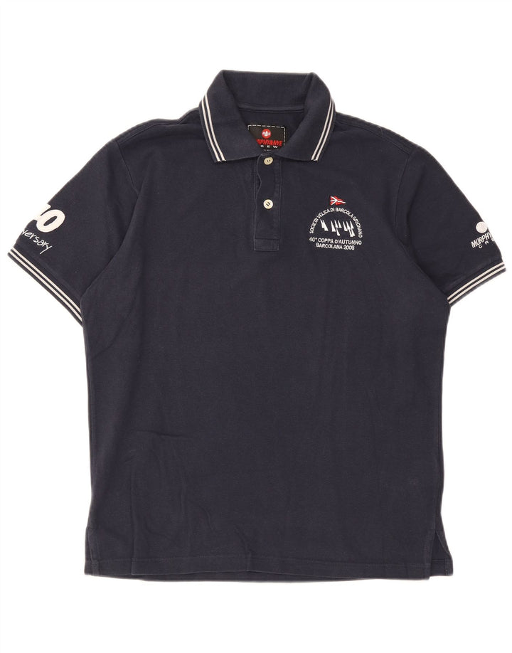 Murphy & Nye Mens Graphic Polo Shirt Medium Navy Blue Cotton