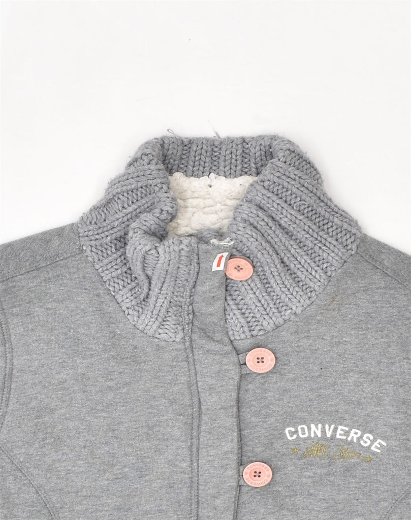 CONVERSE Womens Cardigan Sweater UK 12 Medium Grey Cotton | Vintage Converse | Thrift | Second-Hand Converse | Used Clothing | Messina Hembry 