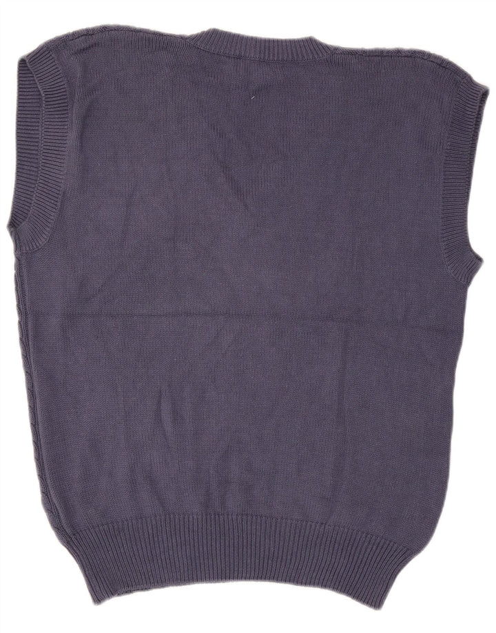Vintage Mens Vest Tank Top Large Navy Blue Cotton