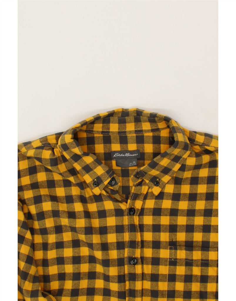 EDDIE BAUER Mens Flannel Shirt XL Yellow Gingham Cotton Vintage Eddie Bauer and Second-Hand Eddie Bauer from Messina Hembry 