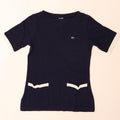 Lacoste Womens T-Shirt Top Size 39 Medium Navy Blue Colourblock Cotton