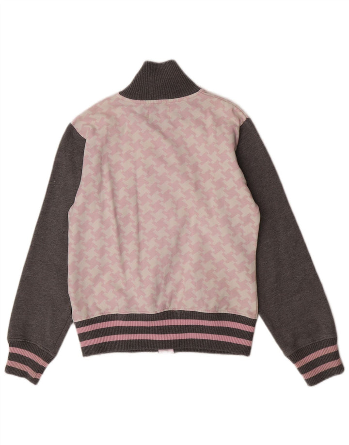 Sergio Tacchini Womens Tracksuit Top Jacket UK 14 Medium Grey Houndstooth