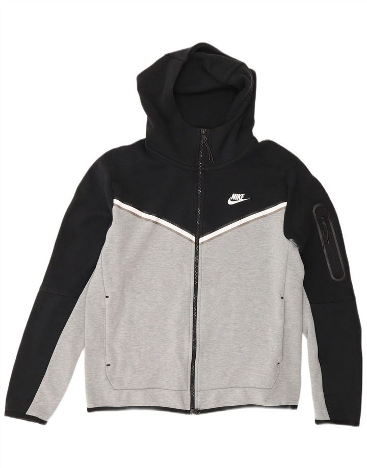 Nike Mens Zip Hoodie Sweater Medium Black Colourblock Cotton