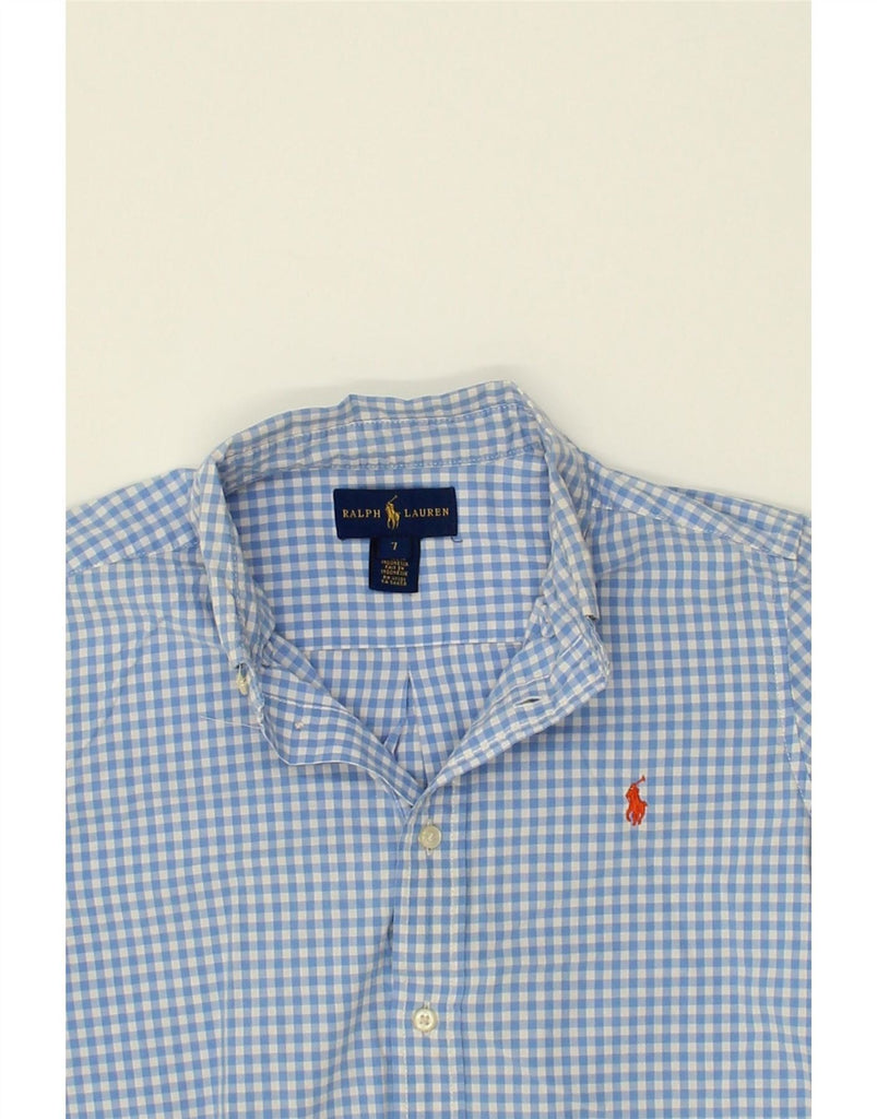 RALPH LAUREN Boys Shirt 6-7 Years Blue Gingham Cotton Vintage Ralph Lauren and Second-Hand Ralph Lauren from Messina Hembry 