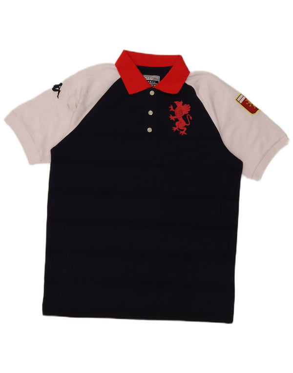 Kappa Mens Gara Graphic Rugby Polo Shirt Large Navy Blue Colourblock Cotton