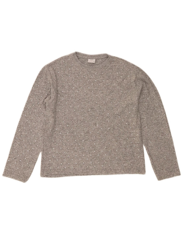 Zara Girls Crew Neck Jumper Sweater 11-12 Years Grey Polyester