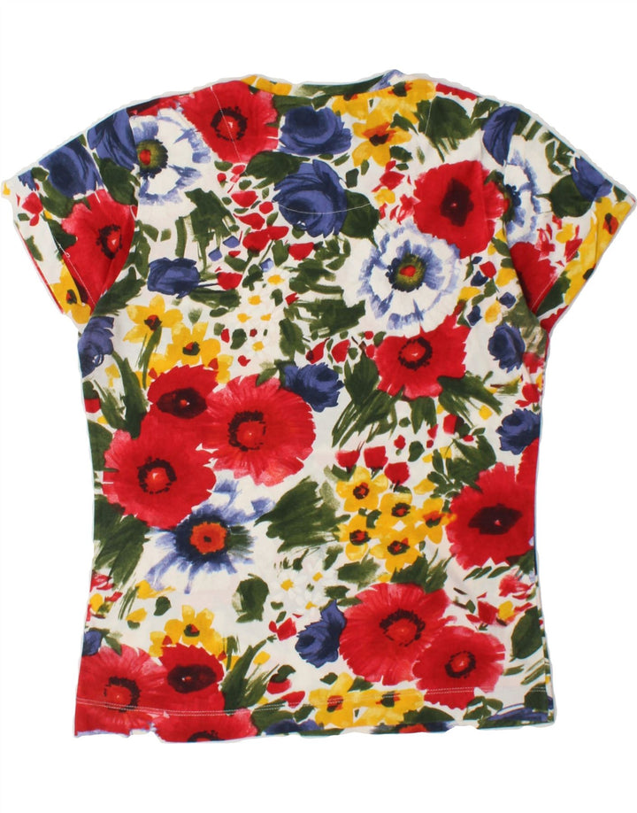 ZARA Womens T-Shirt Top UK 12 Medium Multicoloured Floral Cotton Vintage Zara and Second-Hand Zara from Messina Hembry 