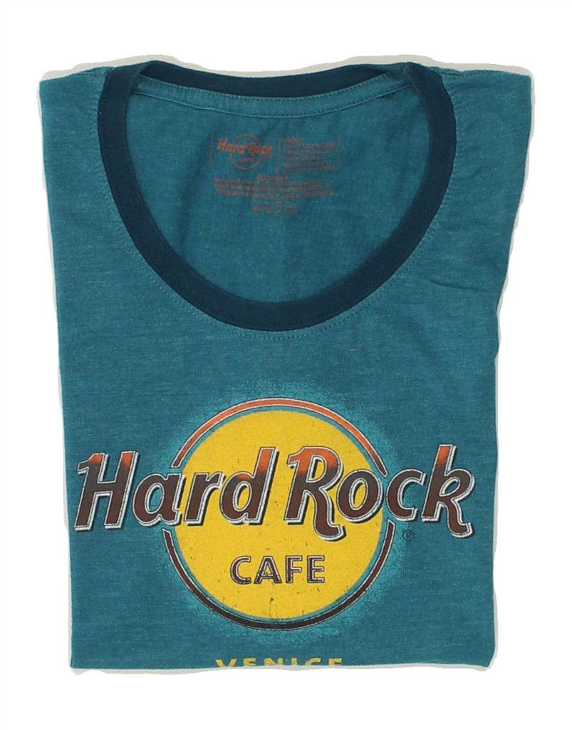 HARD ROCK CAFE Womens Venice Graphic T-Shirt Top UK 10 Small Blue Cotton | Vintage Hard Rock Cafe | Thrift | Second-Hand Hard Rock Cafe | Used Clothing | Messina Hembry 