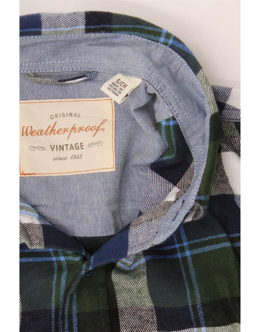 WEATHERPROOF Mens Vintage Flannel Shirt Small Green Check Cotton Vintage Weatherproof and Second-Hand Weatherproof from Messina Hembry 
