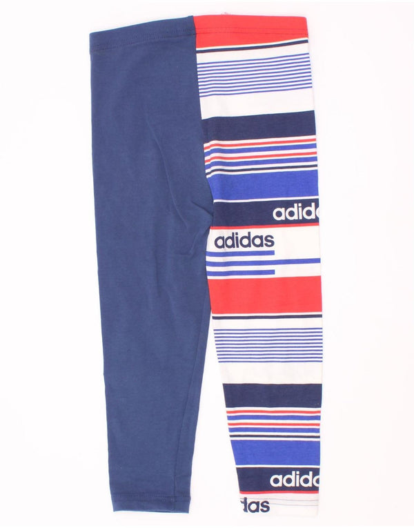 Adidas Girls Graphic Leggings 3-4 Years Multicoloured Striped Cotton