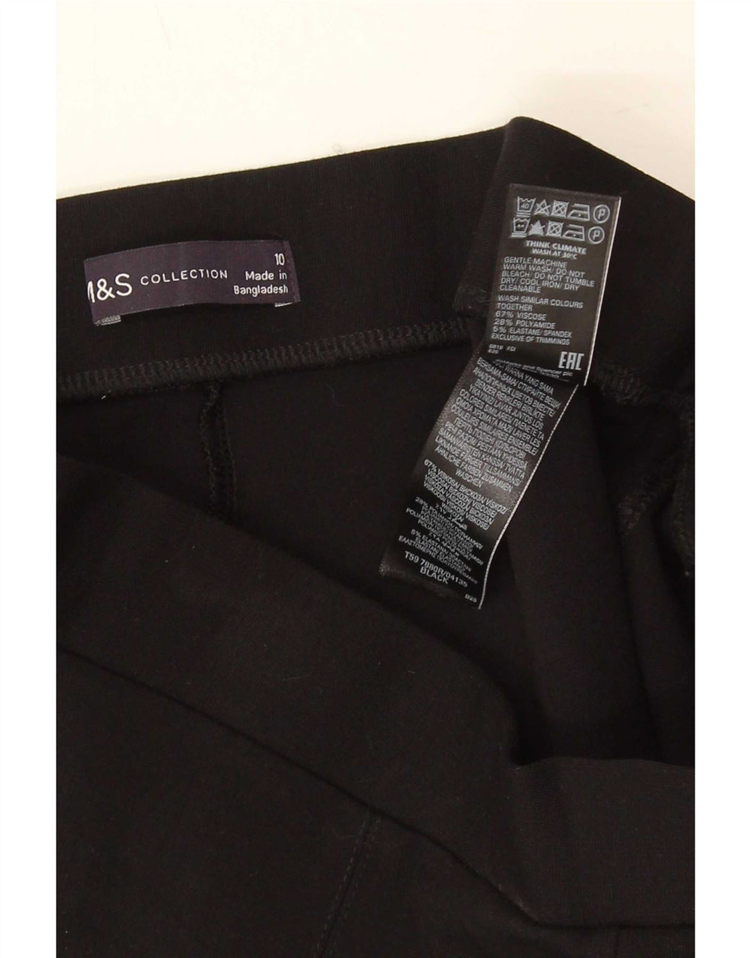 Marks & Spencer Womens Leggings UK 10 Small Black Viscose