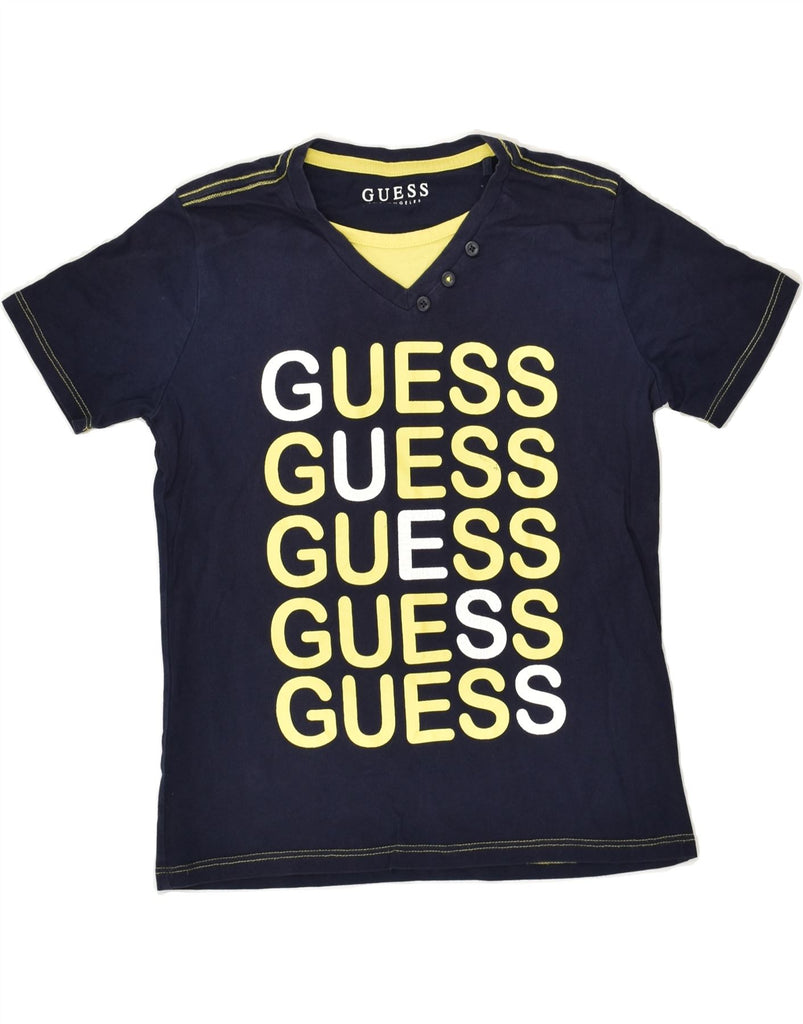 GUESS Boys Los Angeles Graphic T-Shirt Top 9-10 Years Navy Blue Cotton | Vintage Guess | Thrift | Second-Hand Guess | Used Clothing | Messina Hembry 