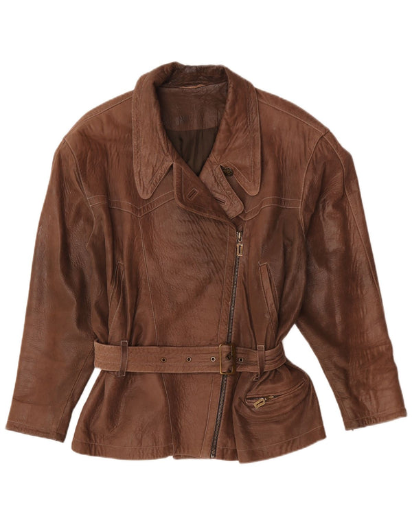 Maze Womens Oversized Leather Jacket EU 38 Medium Brown Leather