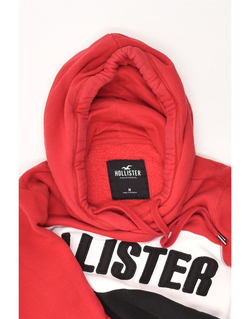 HOLLISTER Mens Graphic Hoodie Jumper Medium Red Colourblock Cotton | Vintage Hollister | Thrift | Second-Hand Hollister | Used Clothing | Messina Hembry 