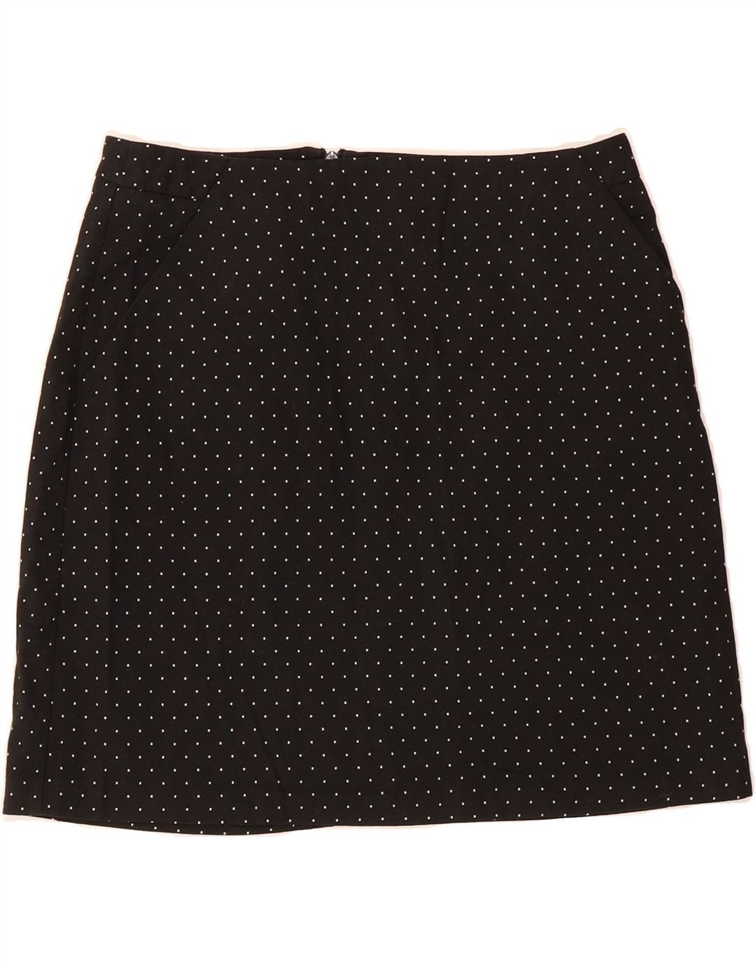 OASIS Womens A-Line Skirt UK 12 Medium W30  Black Spotted Polyester Vintage Oasis and Second-Hand Oasis from Messina Hembry 