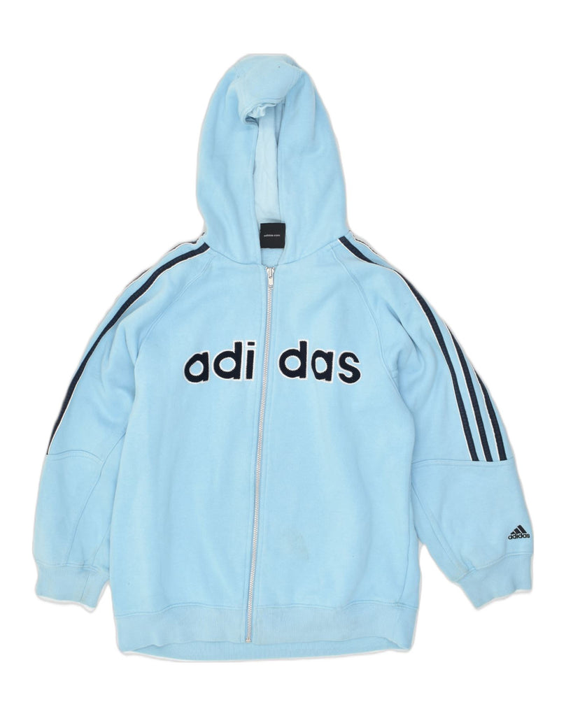 ADIDAS Boys Graphic Zip Hoodie Sweater 13-14 Years Blue Cotton | Vintage Adidas | Thrift | Second-Hand Adidas | Used Clothing | Messina Hembry 