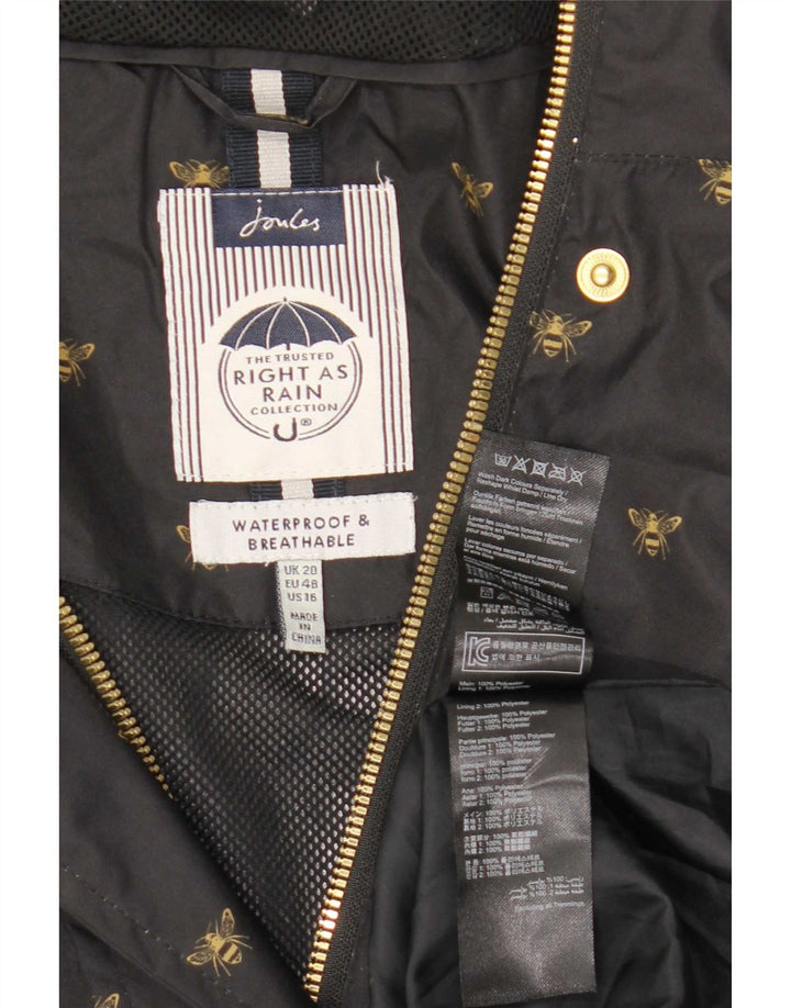 Joules Womens Hooded Raincoat UK 20 2XL Black Polyester