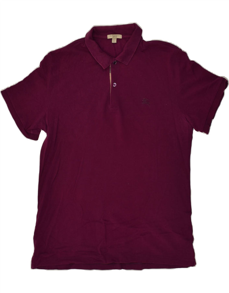 BURBERRY Womens Polo Shirt UK 18 XL Burgundy Cotton | Vintage Burberry | Thrift | Second-Hand Burberry | Used Clothing | Messina Hembry 