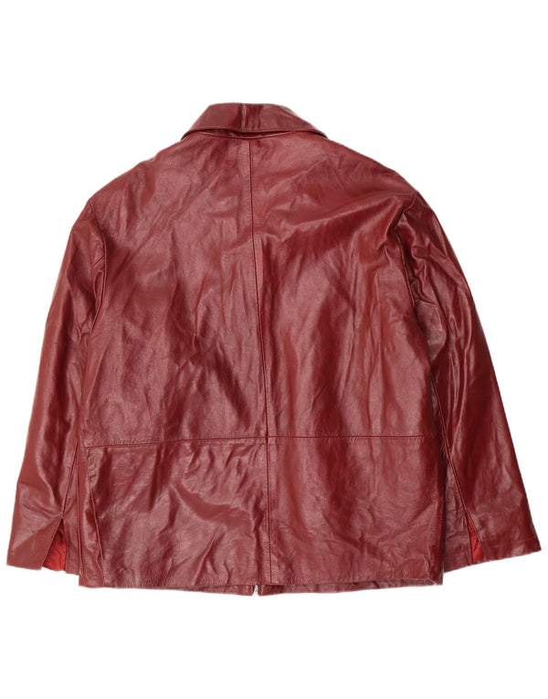 VINTAGE Womens Leather Jacket UK 18 XL Burgundy