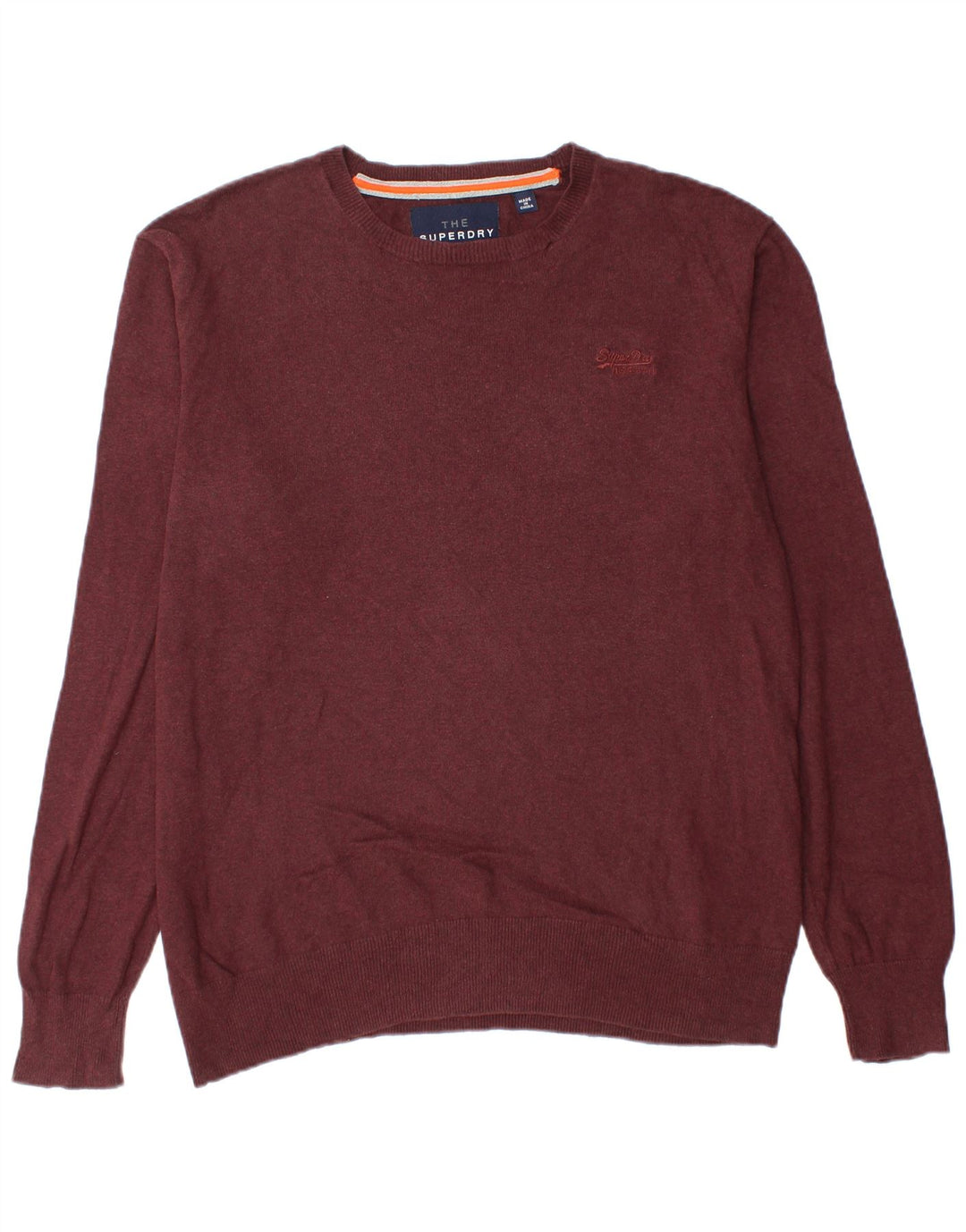 Superdry Mens Crew Neck Jumper Sweater 2XL Burgundy Cotton
