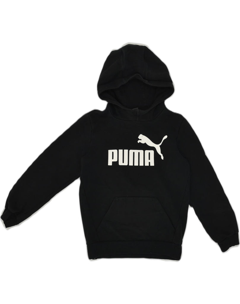 PUMA Boys Graphic Hoodie Jumper 9-10 Years Medium Black Cotton | Vintage Puma | Thrift | Second-Hand Puma | Used Clothing | Messina Hembry 