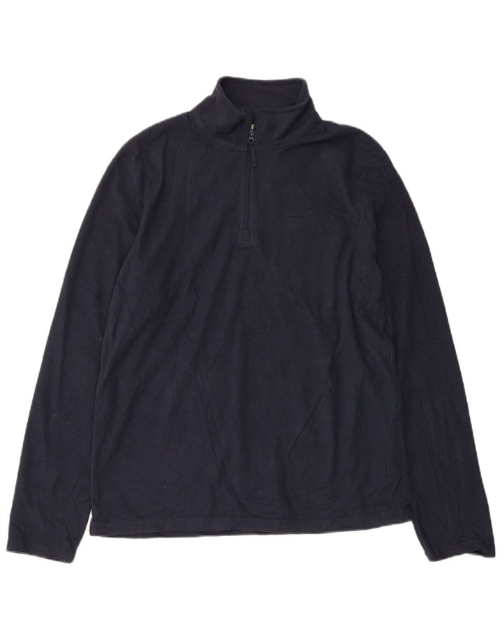 MOUNTAIN WAREHOUSE Mens Zip Neck Fleece Jumper XS Navy Blue Polyester