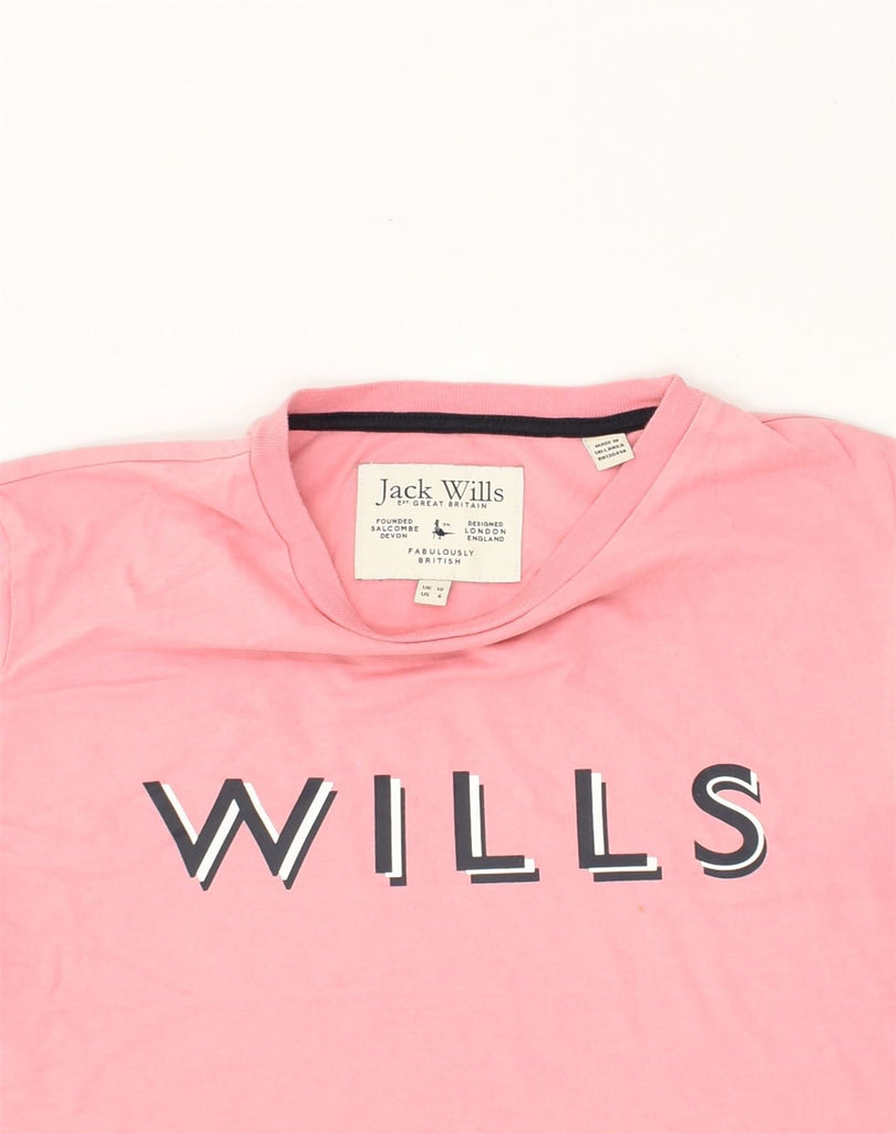 JACK WILLS Womens Graphic T-Shirt Top UK 10 Small Pink Cotton | Vintage Jack Wills | Thrift | Second-Hand Jack Wills | Used Clothing | Messina Hembry 