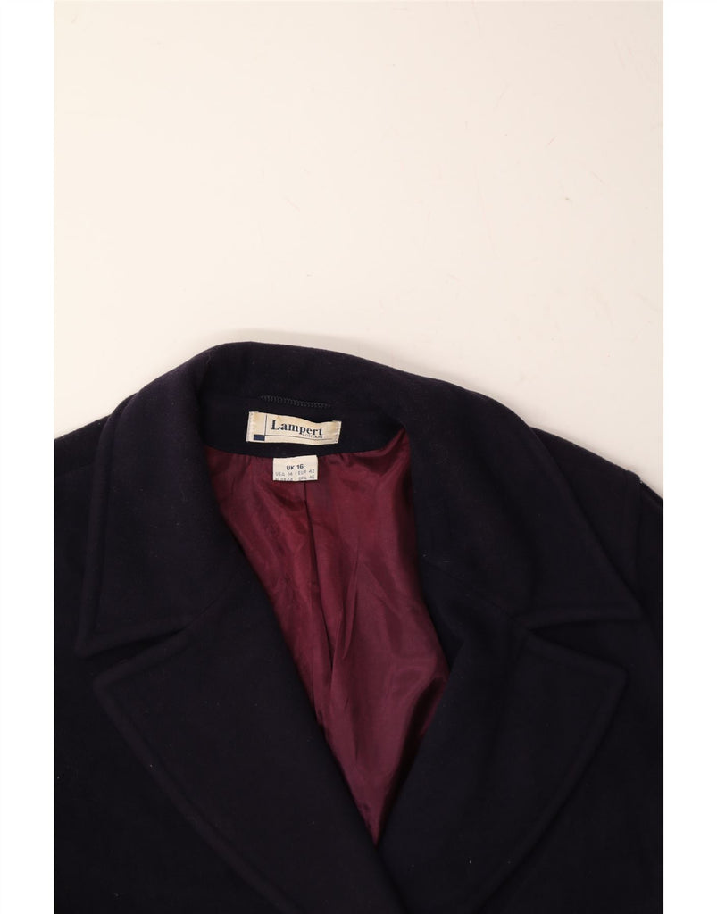 LAMPERT Womens Double Breasted Coat UK 16 Large Navy Blue Wool Vintage Lampert and Second-Hand Lampert from Messina Hembry 