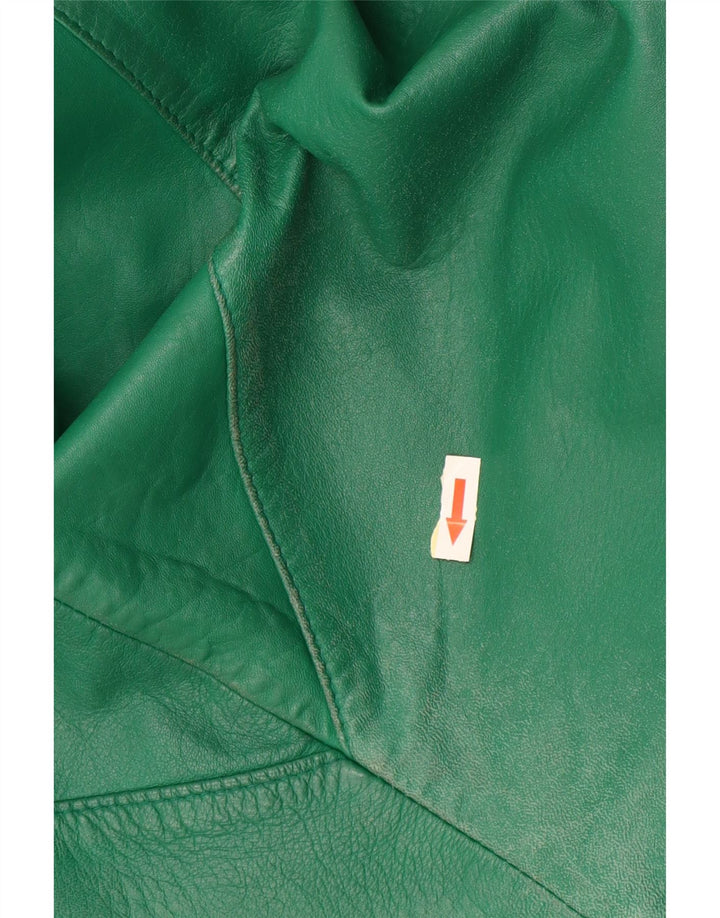Vintage Womens Oversized Leather Coat UK 20 2XL Green Leather