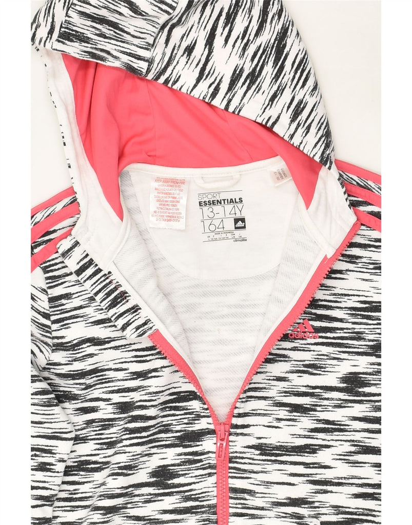 ADIDAS Girls Climalite Zip Hoodie Sweater 13-14 Years Grey Pinstripe | Vintage Adidas | Thrift | Second-Hand Adidas | Used Clothing | Messina Hembry 