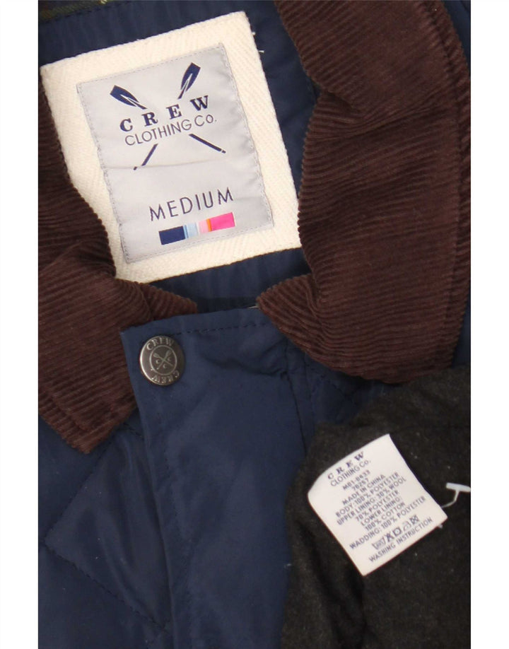 Crew Clothing Mens Quilted Jacket UK 38 Medium Navy Blue Colourblock