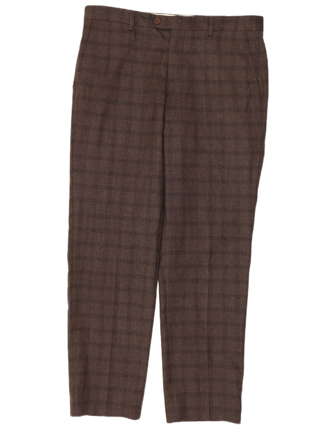 MARKS & SPENCER Mens Tailored Fit Suit Trousers W34 L31 Brown Check