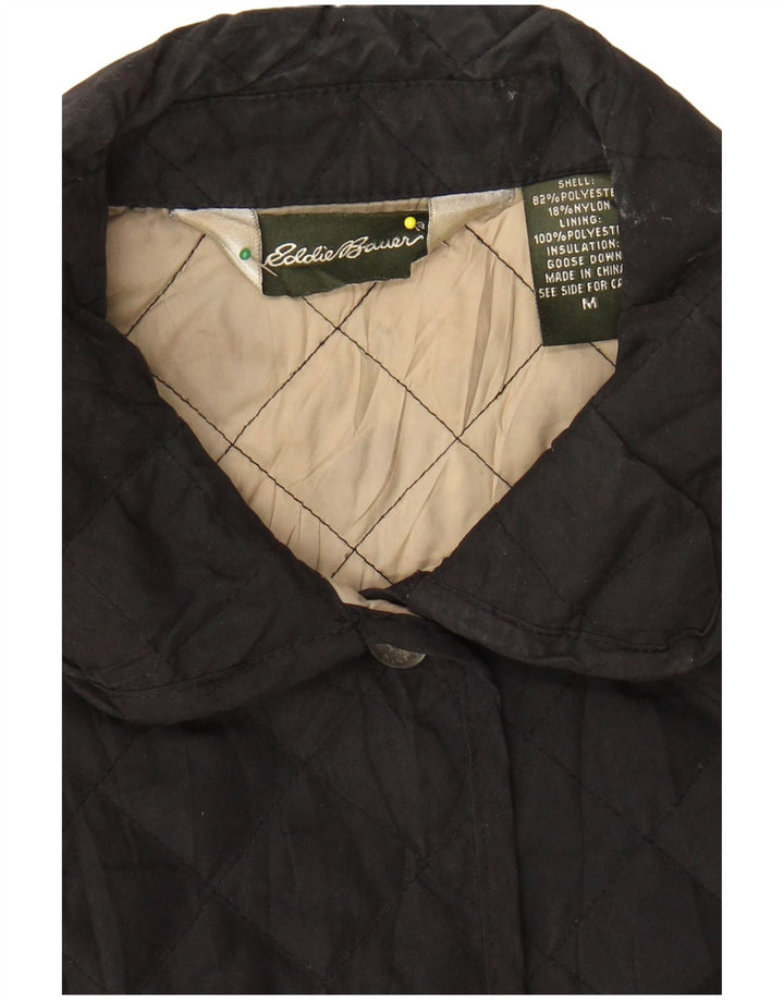 EDDIE BAUER Womens Quilted Jacket UK 12 Medium Black Polyester