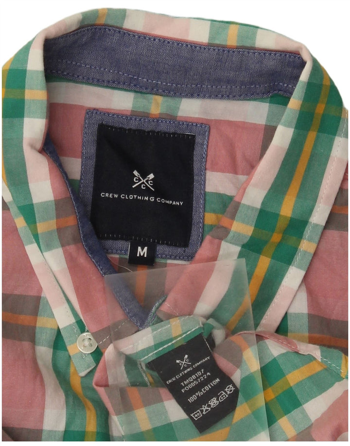 Crew Clothing Mens Short Sleeve Shirt Medium Green Check Cotton