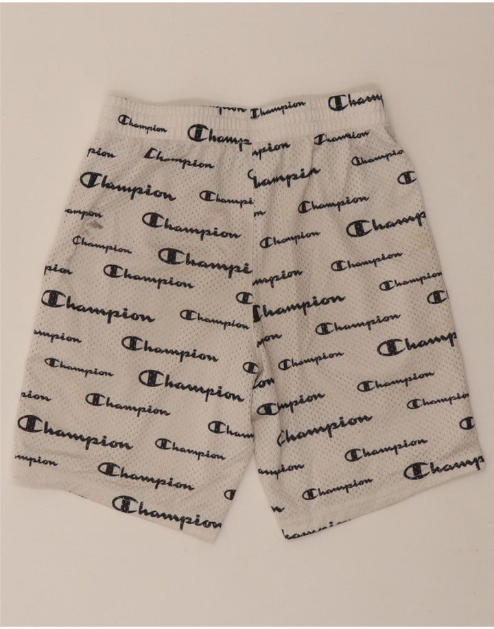 CHAMPION Boys Graphic Sport Shorts 9-10 Years Medium White Polyester Vintage Champion and Second-Hand Champion from Messina Hembry 