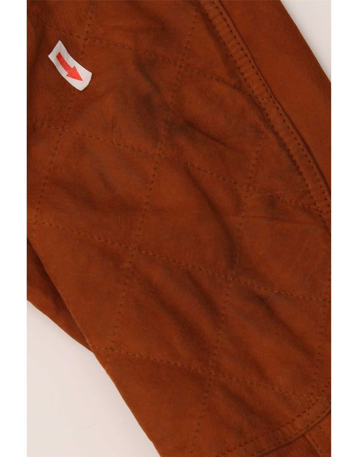 Timberland Mens Hooded Leather Jacket UK 40 Large Brown
